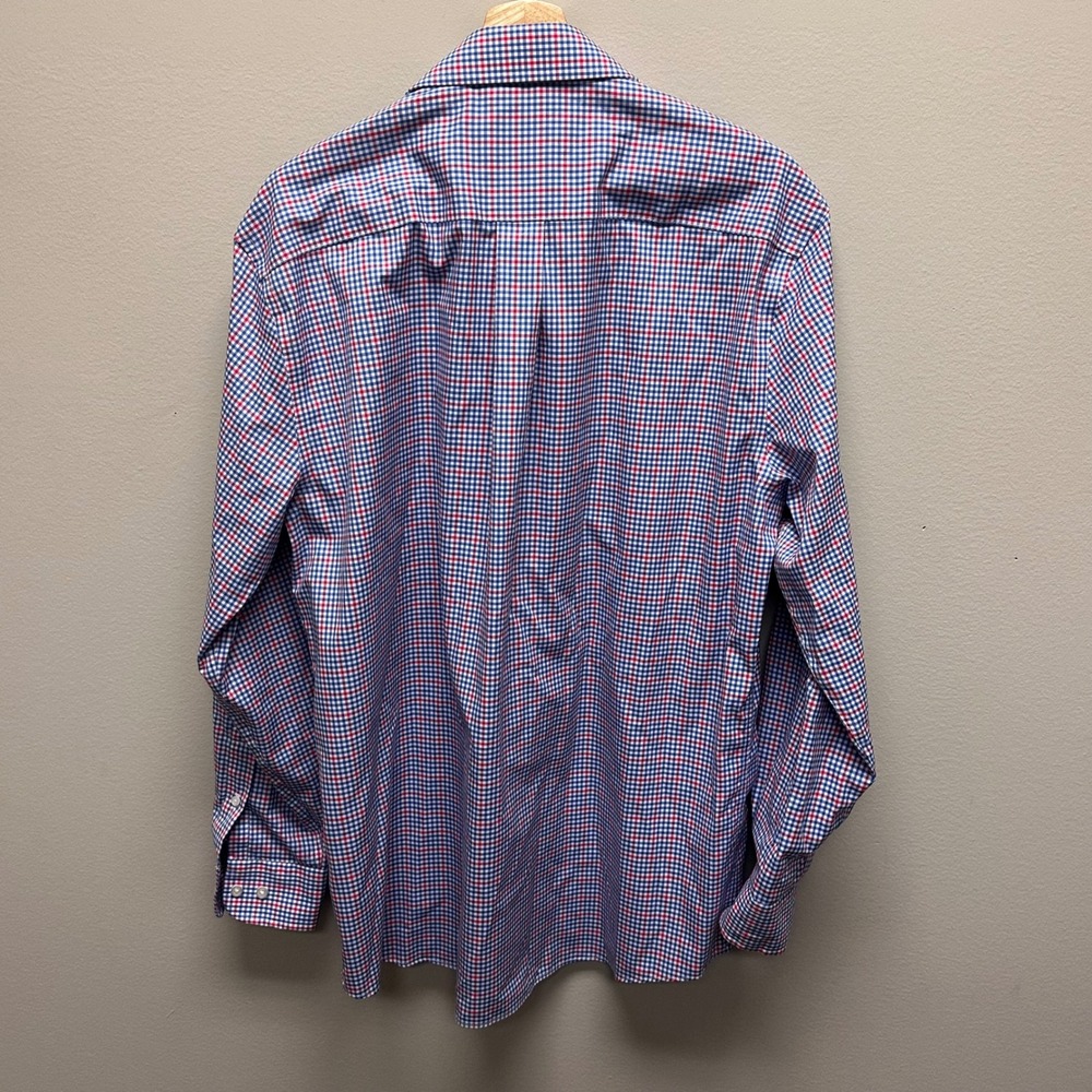 Jos A Bank Traveler Shirt Mens Large Tailored Fit Gingham Check Cotton Business - Picture 3 of 7